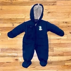 London Fog Navy Baby Boy One Piece Snowsuit, Winter Outwear Size 6-9 Month